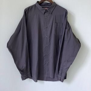 Wrangler Jeans Mens Button Down Shirt Long Sleeve Cotton Charcoal Gray Size 2XL